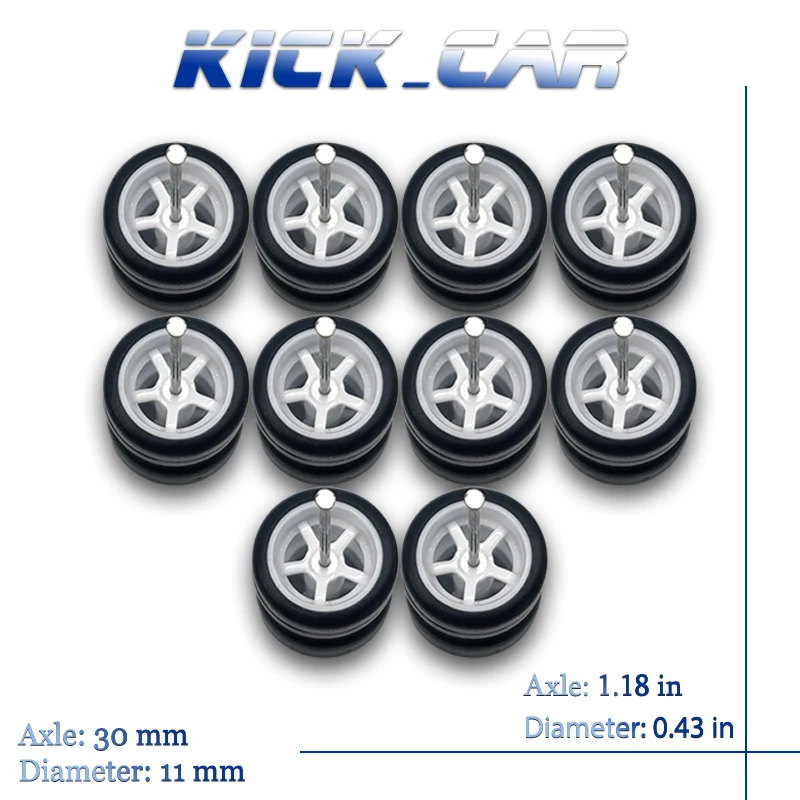 1/64 Scale Diecast Car Wheel Set with Fixed Rubber Tires - Five-Spoke Design (25-Piece)