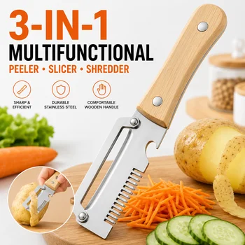 1/3Pcs Multifunctional 3-in-1 Stainless Steel Peeler Vegetable & Fruit Slicer Shredder Versatile Kitchen Tool for Peel Shredding 1