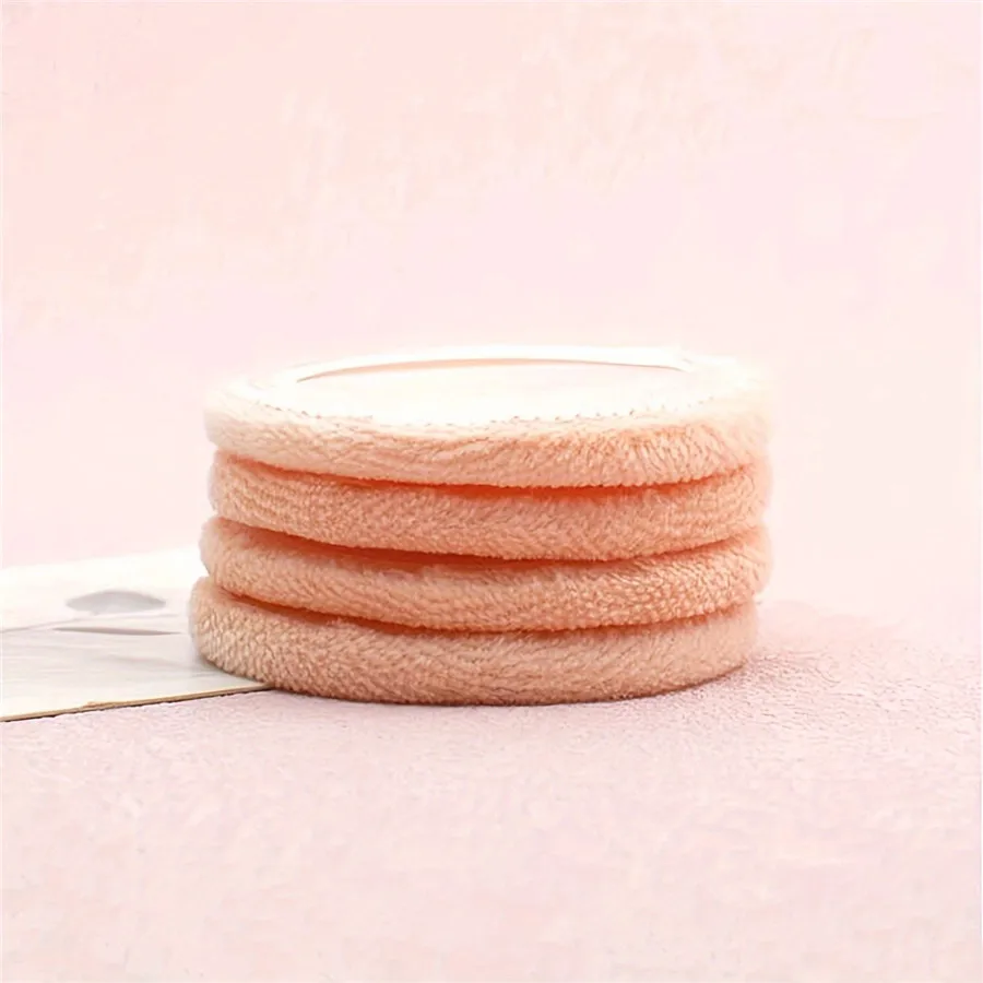 Set of six with ribbon, cotton round cotton pads for normal skin, suede puffs for loose powder and makeup setting