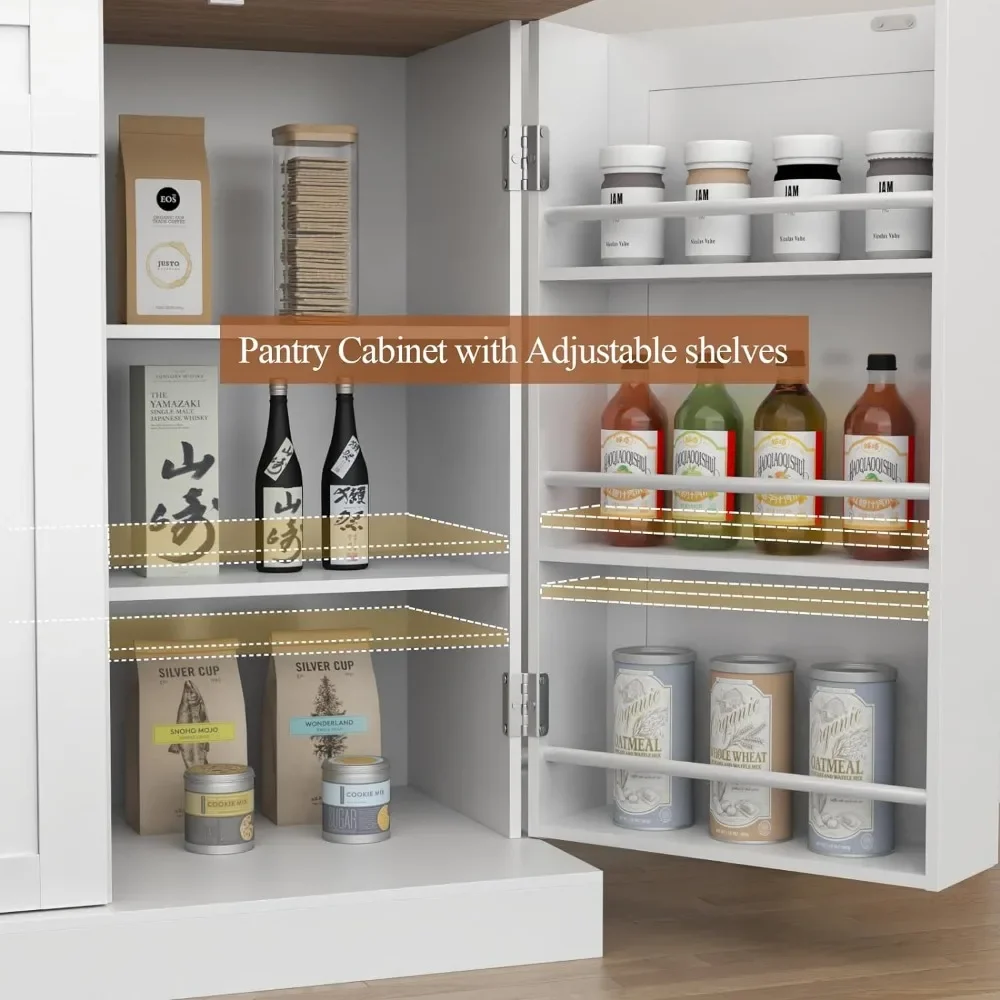 Farmhouse Kitchen Buffet with 2 Drawers Adjustable Shelves 3 Doors Versatile Kitchen Cabinets kitchen storage cabinet