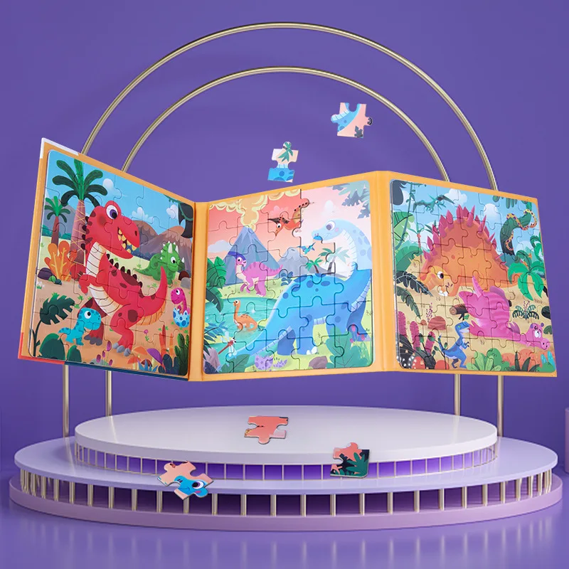 Puzzle Toys Children's Montessori Scene Puzzle Animal Traffic Dinosaur Magnetic Puzzle Educational Toys For Kids Boys Girl Gift 3--6Years