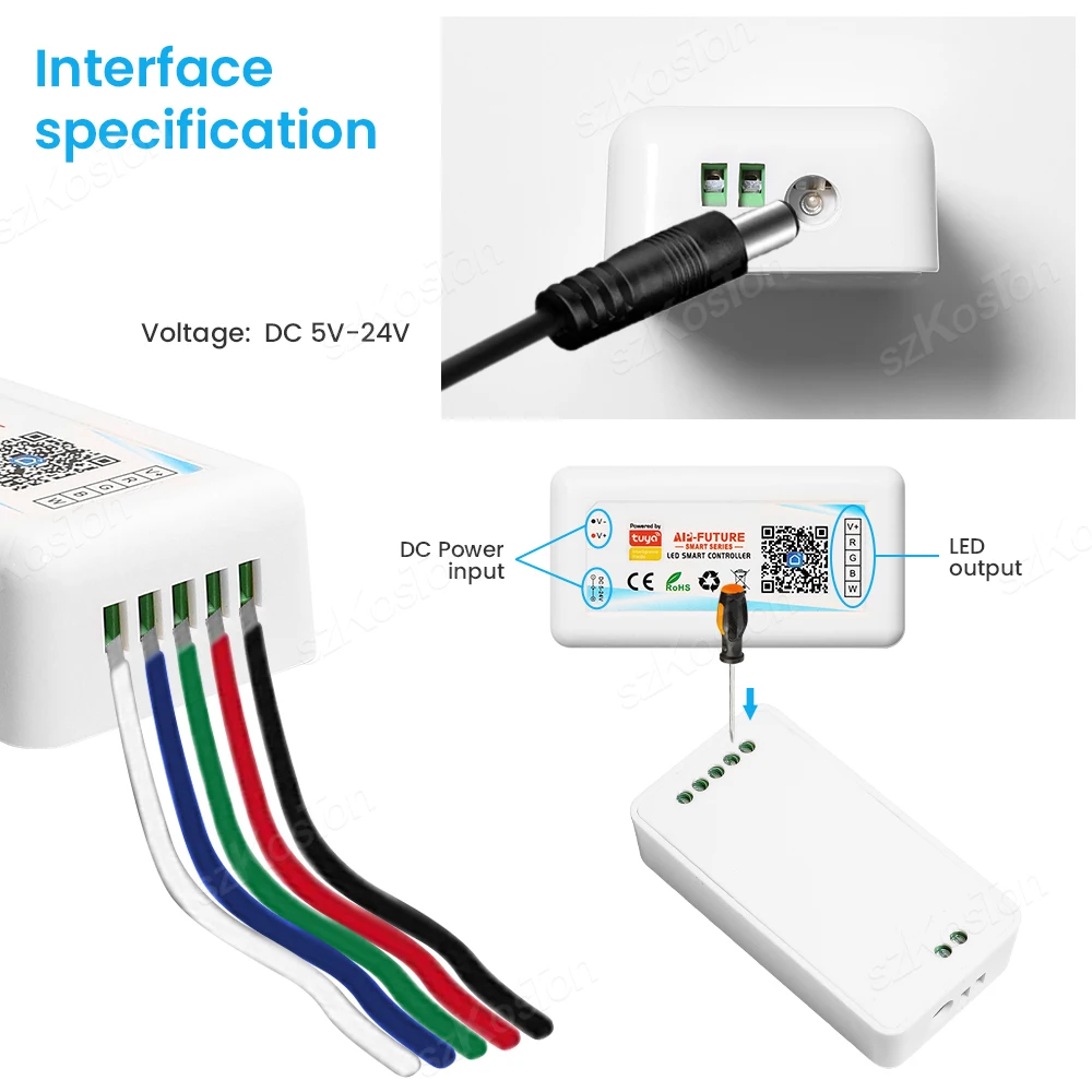 Tuya WiFi Smart LED Controller DC5V-24V RGB/RGBW/RGBCCT Single Color Dimmer LED Strip Remote Control Works with Alexa Google
