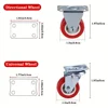 4-Pack PVC 1.97 "Heavy duty universal and directional casters, quiet red rotating wheels, trolley furniture items trolley 3