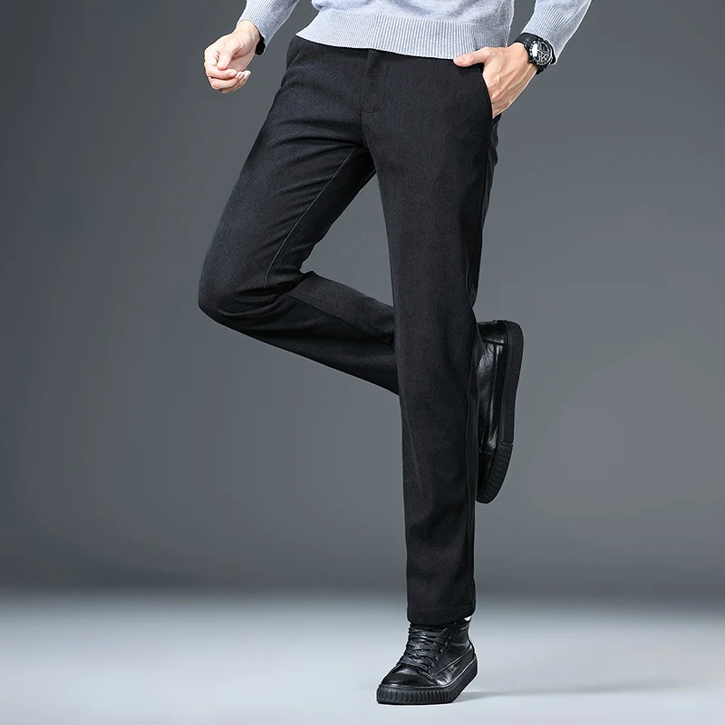 Men's Autumn Winter Solid High Waisted Button Zipper Pockets Casual Wide Leg Vacation Trousers Fashion Loose Office Lady Pants
