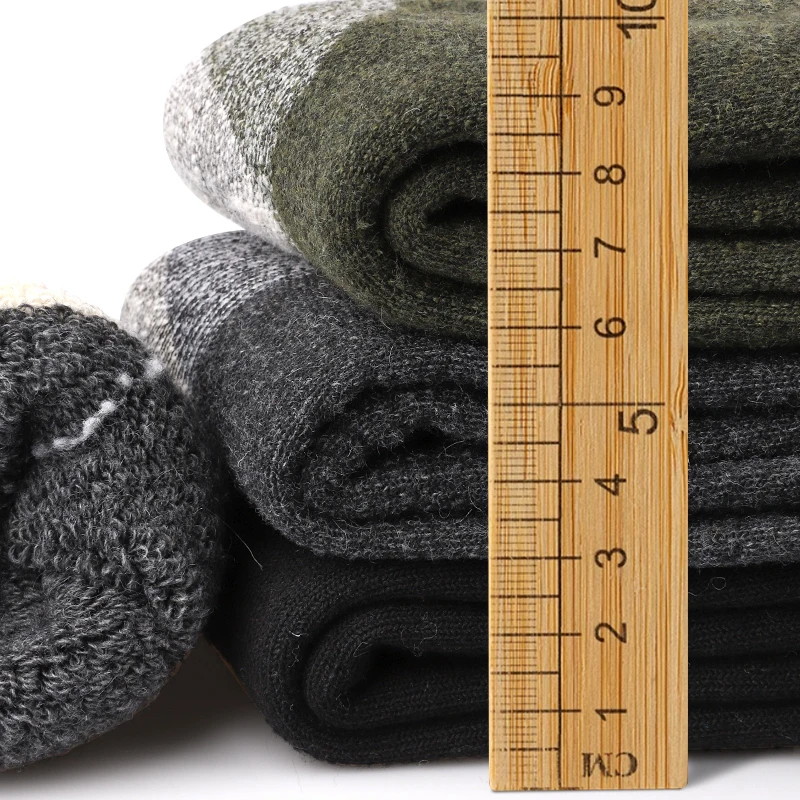 Merino Wool Socks 3Pairs Male Men Winter Thermal Cashmere Socks Fleece Terry Loop Middle Tube