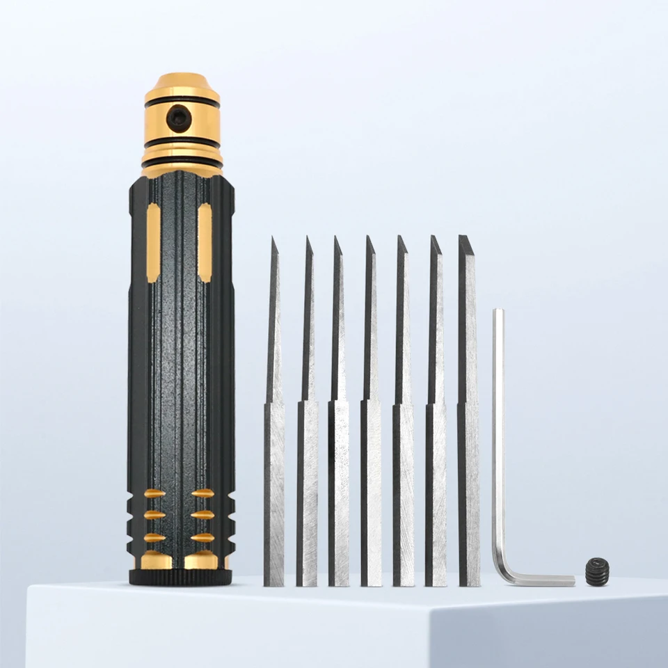 Jeu De 7 Burins De Modélisme - Taille 0.1 à 2.0 Mm, Manche Ergonomique, Pour Maquettes, Découpe Précise