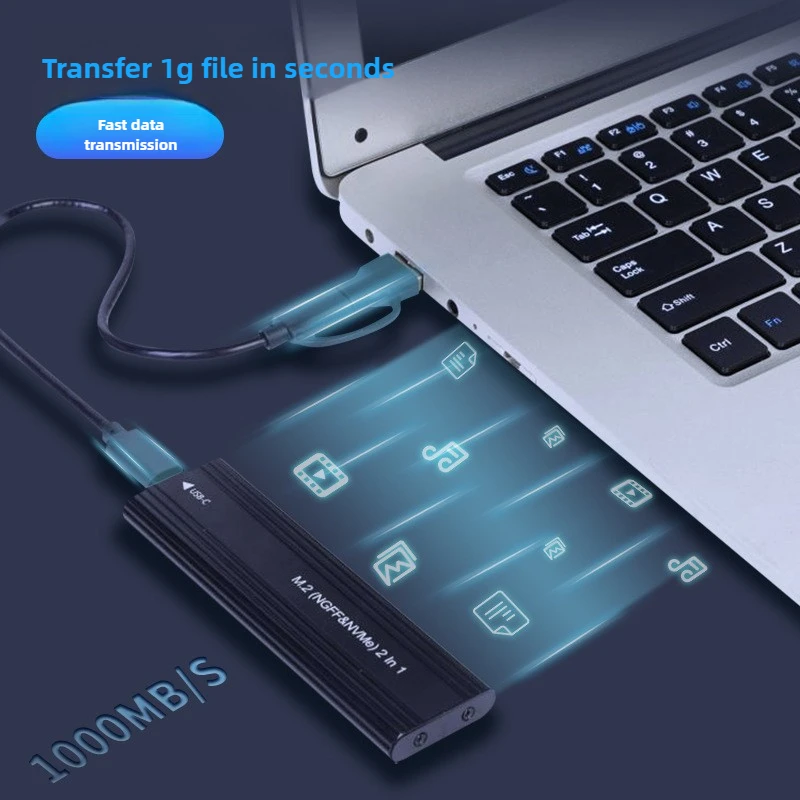 M2 SSD Case NVME M.2 Solid State Drive External Enclosure 2230/2242/2260/2280 M.2 To USBC 10Gbps SSD Aluminum Case for M/M+B Key