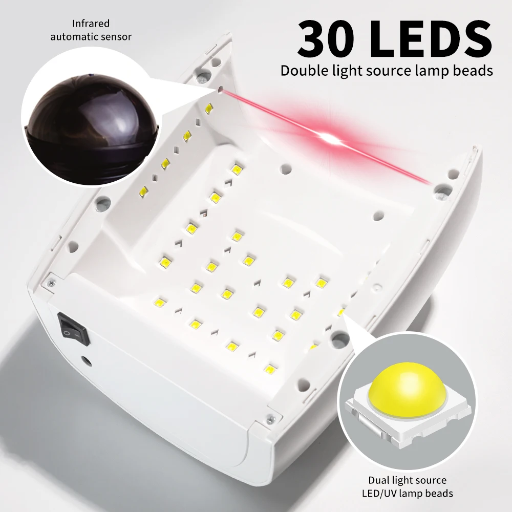 30LED 전문 네일 드라이어 충전식 UV LED 네일 램프 타이머 및 센서 포함 젤 네일 폴리쉬 경화 조명 살롱 도구