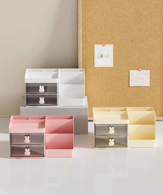 Desktop Storage Box Large Capacity Cosmetic Drawer Organizer Stationery Sorting Box Pen Holder Sundries Storage Container 6