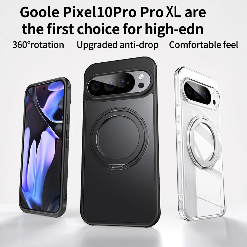 Transparent Shockproof Phone Case with Magnetic Rotate Bracket and MagSafe Compatibility