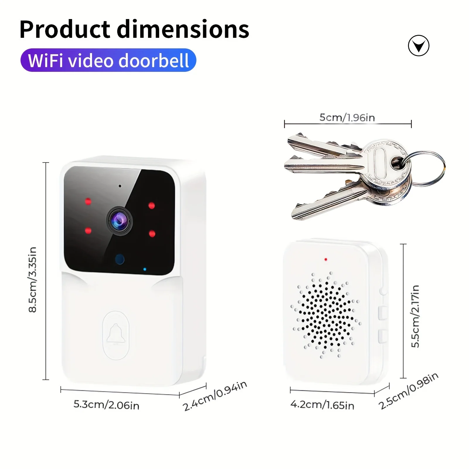 Smart HD Wireless Doorbell Camera with Night Vision, Two-Way Audio, App Control & Rechargeable Battery
