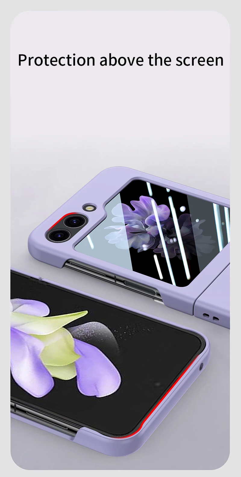 Handyhülle für Samsung Galaxy Z Flip 5 5G mit rückseitigem Glasschutz aus Kunststoff_voghion.com