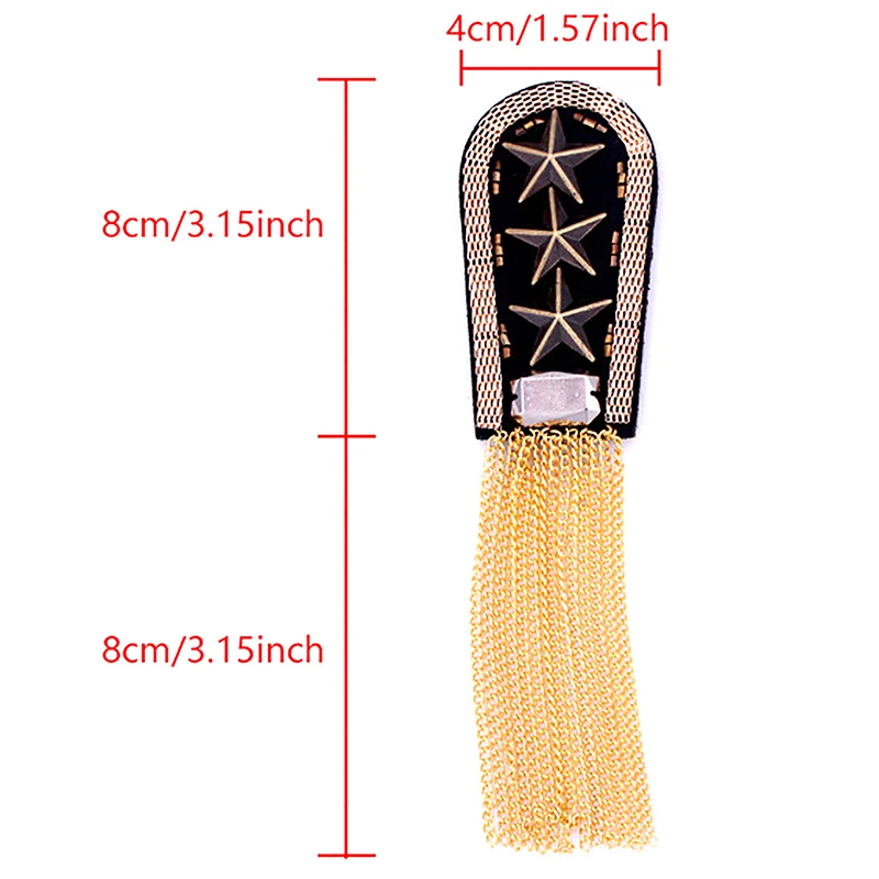 Five-pointed Star Tassel Epaulet Rhinestone Shoulder Board Costume Shoulder Badge Decor For Man Women
