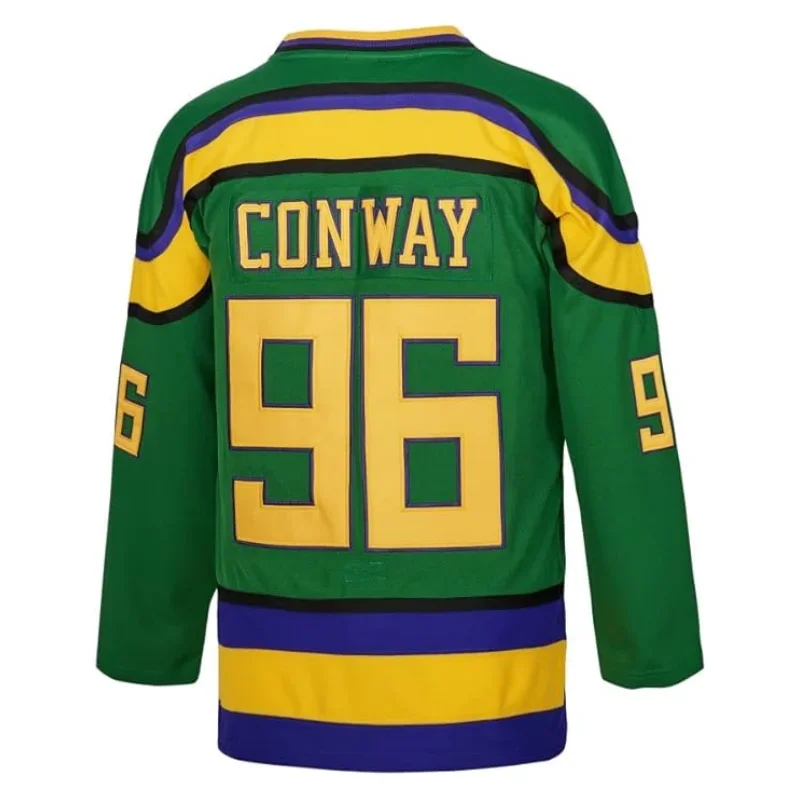 

Кино могучие утки #96 Conway хоккейные Джерси с рисунком Банки #99 Портман Голдберг Бомбей #44 Герд Косплей костюмы мужские Швейные Джерси