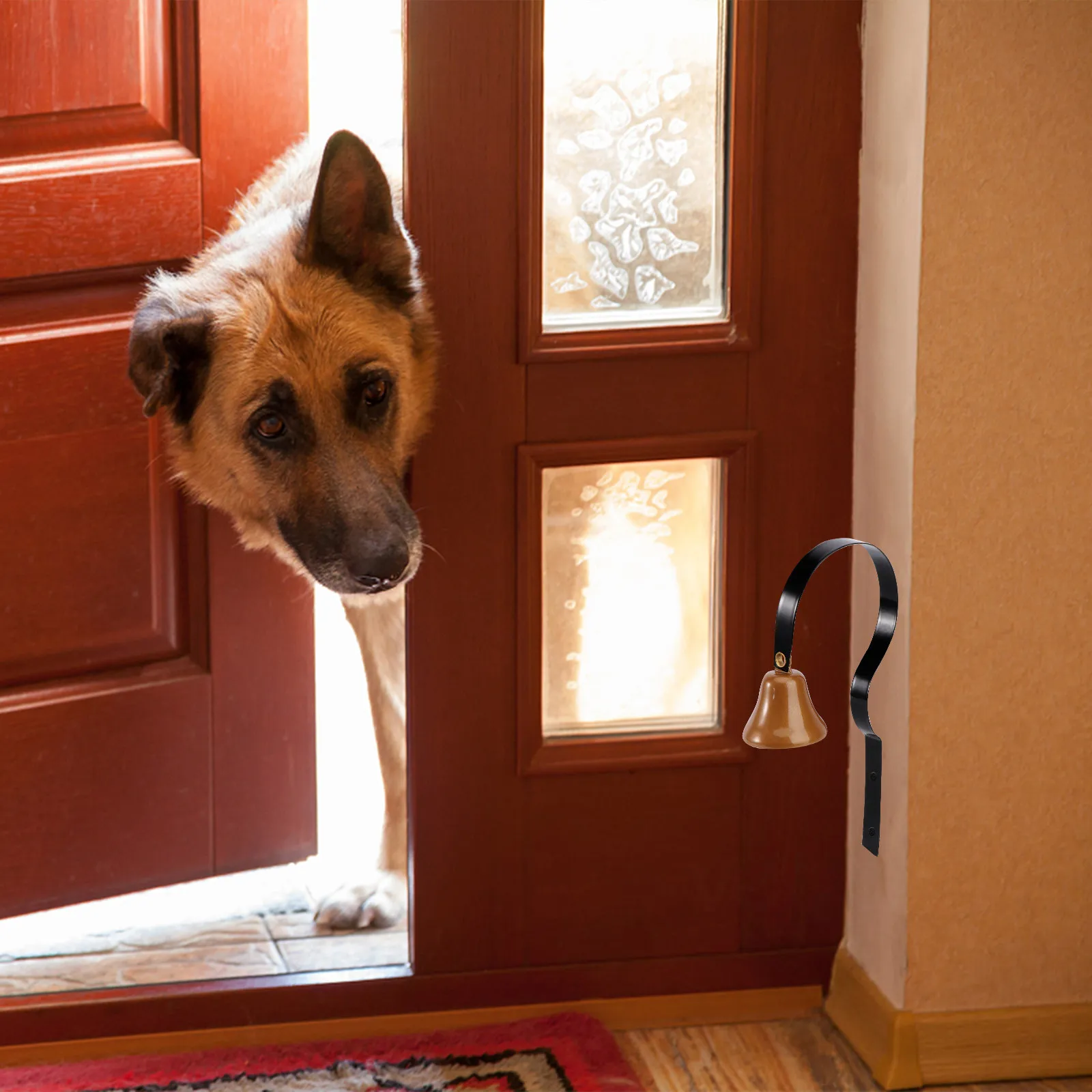 Solid Metal Dog Door Bell with Brass Jingle Bell for Potty Training
