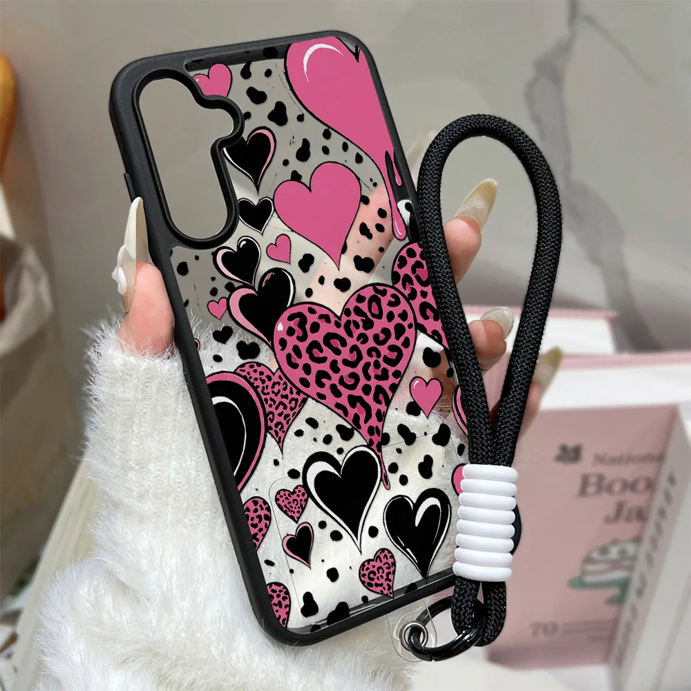 Heart-Shaped Leopard Print Acrylic Phone Case Cover