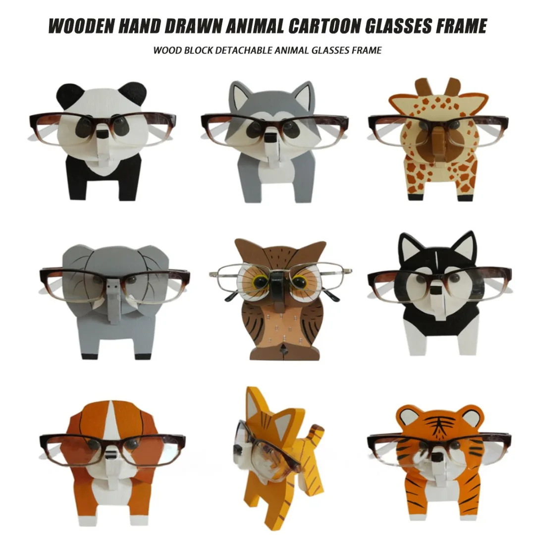 miniature woodland animal figurines 1 Pc Wood Carving Cartoon Animal Eyeglasses Sunglasses Holder Stand Rack Retainers Spectacle Display Gift Desktop Ornaments Home mini cow figurines