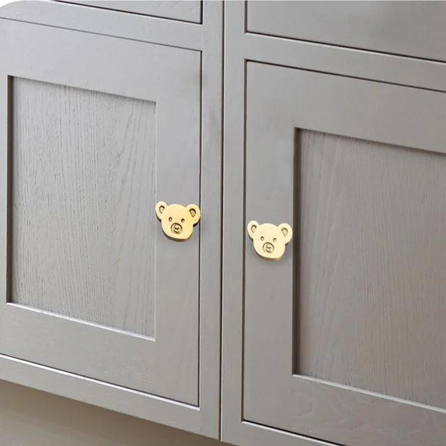 1pc Maniglie per porte in ottone a forma di cuore Zampa di gatto Orso Maniglie per mobili Decorazione Armadio Armadi Cassetti Manopole Camera da letto 6
