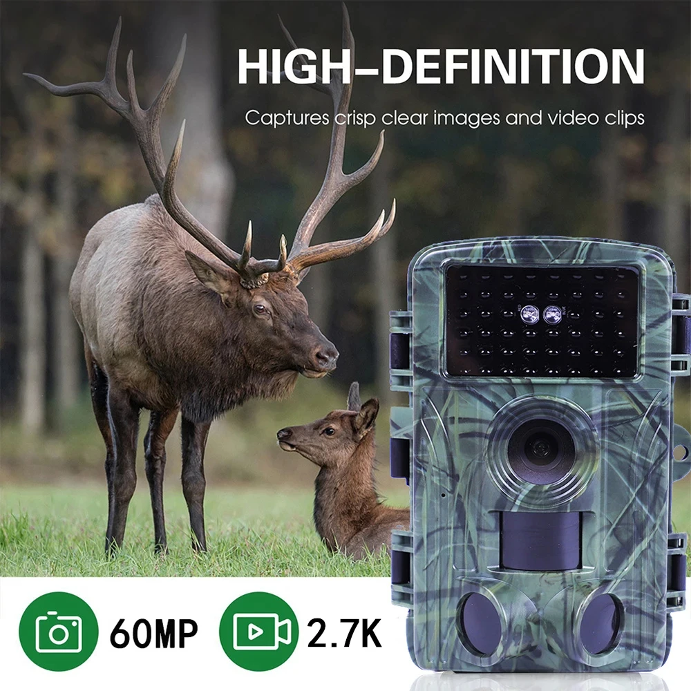 2.7K Hunting Camera IP66 Waterproof Trail Camera Infrared Night Vision Outdoor Wildlife Hunting Scouting 0.3s Wild Surveillance