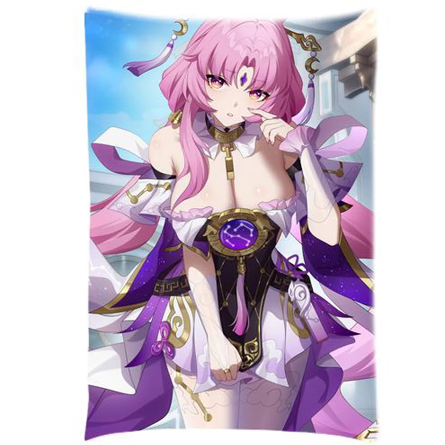 

Himeko Honkai Star Rail Anime Throw Pillowcase Kafka Pillow Sham Fu Xuan Benghuai Character 2-Sides Cushion Cover