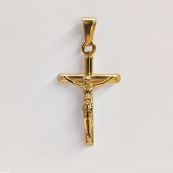 Luxurious 18k Gold Plated Stainless Steel Jesus Cross Pendant Necklace - Unisex Religious Waterproof Jewelry (Gold Pendant Only)