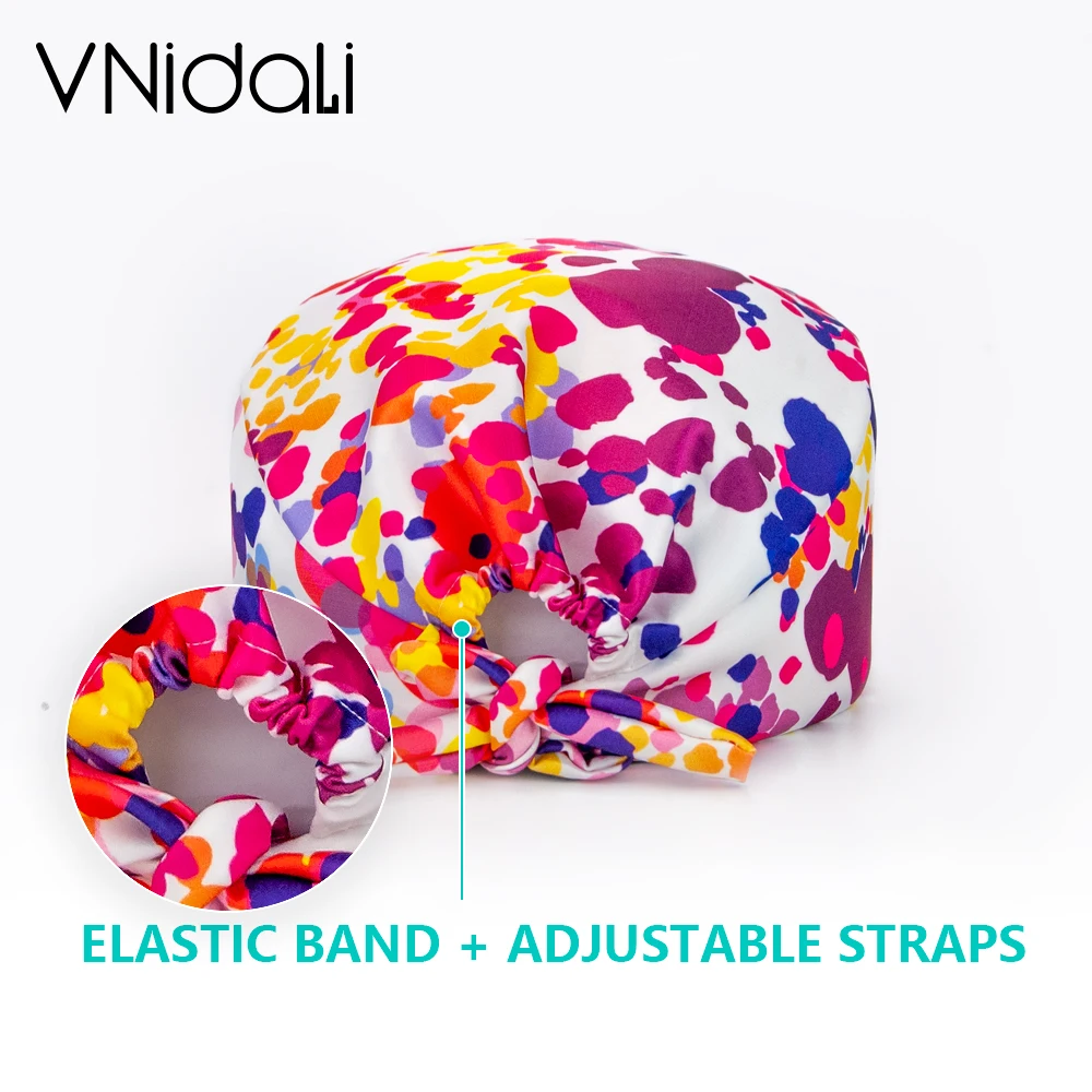 Medical Scrub Hats Cartoon Printing Ladies Surgical Cap 100% Cotton Dentist Cap Beauty Salon Laboratory Work hat 1PC