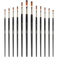 12pcs Flat Paint Brushes Set, Synthetic Nylon Bristles, Professional Artist Brushes for Oil, Acrylic, Watercolor Painting 1