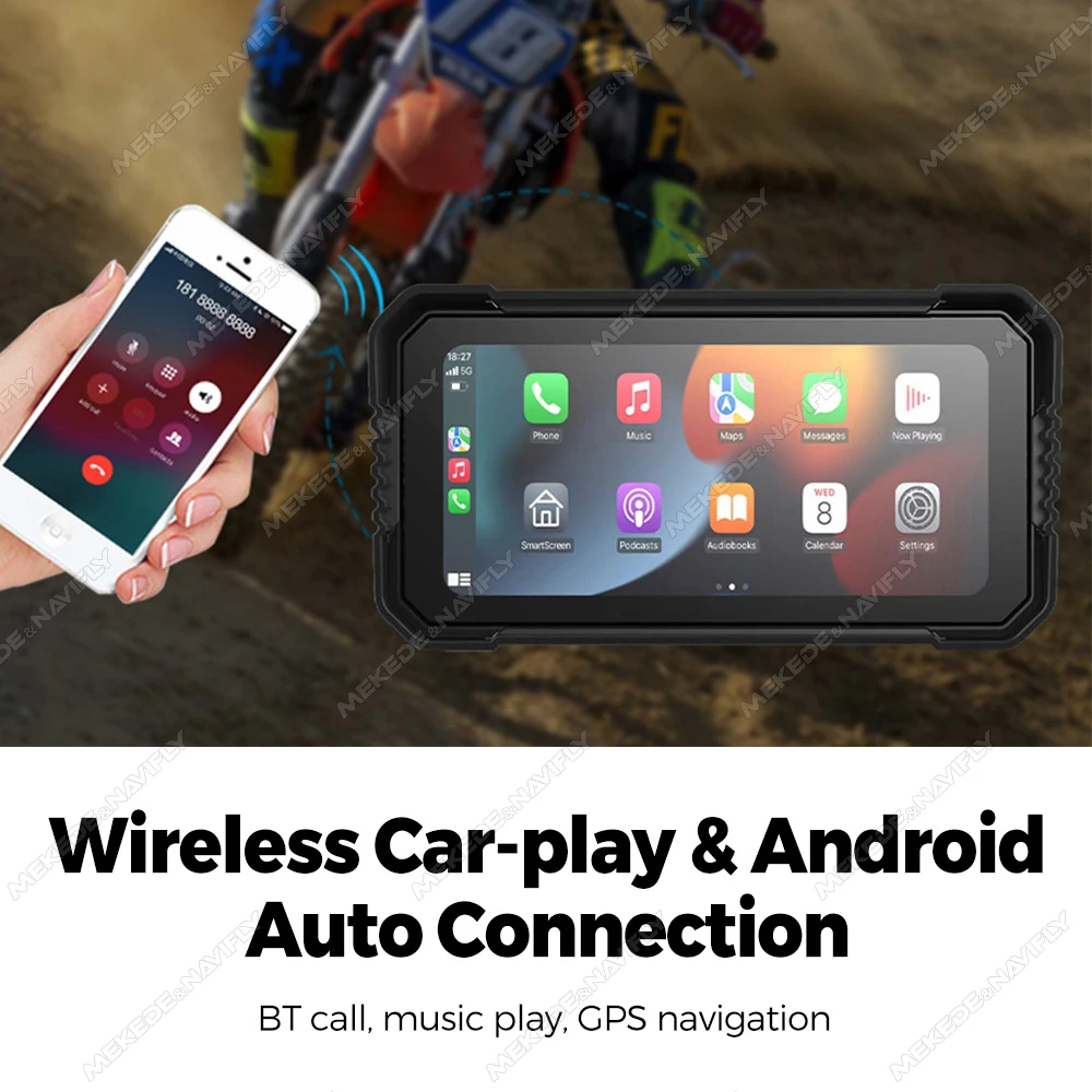 6 인치 휴대용 오토바이 GPS 네비게이션 후면 DVR 드라이브 레코더 TPMS IP67 Waterproo 무선 Carplay 안드로이드 자동 모토 모니터