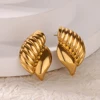 Geometric Super Conch Earrings for Women Stainless Steel Gold Color Stud Earrings 2025 Trend Piering Wedding Jewelry Gift