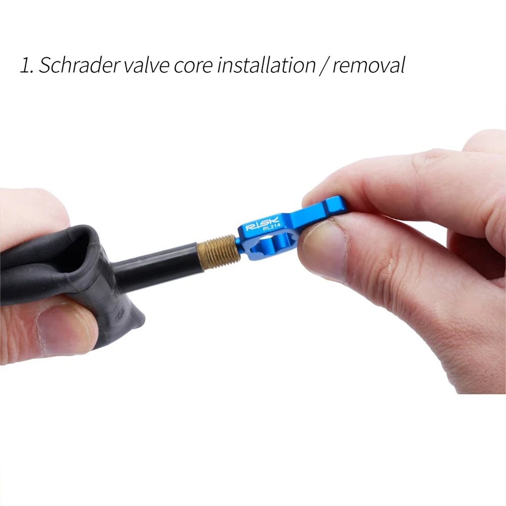Universal 4-in-1 Bike Valve Core Wrench with Presta Caps - Portable Bicycle Repair Tool Set