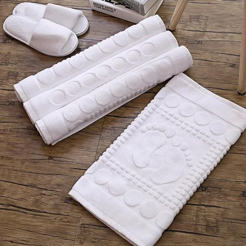 Thicken White Floor Towel For Hotel Home,Foot Bathroom Mat,High Quality 100%Cotton Non-slip Water Uptake Bathtub Towels 50*80cm 4