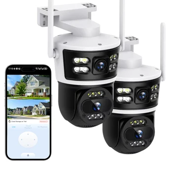 2Pcs Dual Lens WiFi Camera Smart Home Security PTZ IP Cameras 5MP Wireless Outdoor Dual Screens Auto Tracking Video Surveillance 1