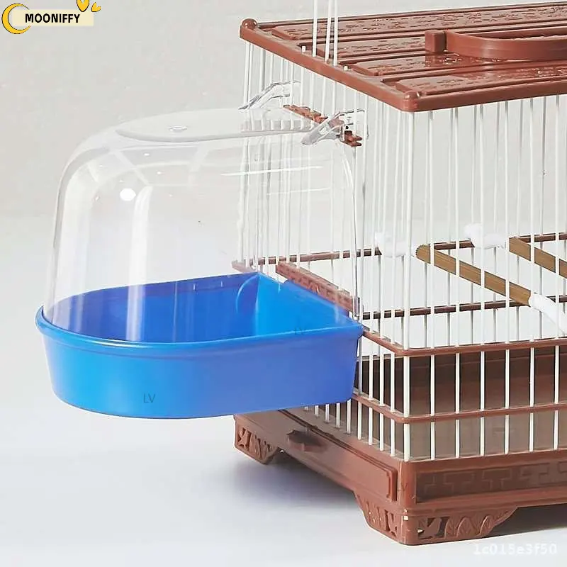 Bird Bathtub Shower Box  Plastic Case Water Bath Tub for Pet Bird Bowl Parrots Parakeet Hanging Birdbath Cage accessories