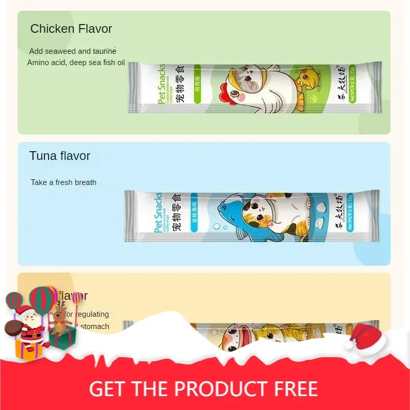 Pet Pussy Pet Snacks Cat Strips Nutrition Cream Food Fish Dried Cod Tuna Fattening Baby Cat Canned Adult