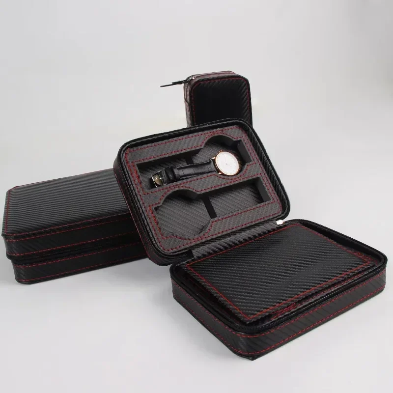 Multi-Slot PU Leather Watch Organizer (2/4/8 Slots) Portable Zipper Display Case Secure Storage Case