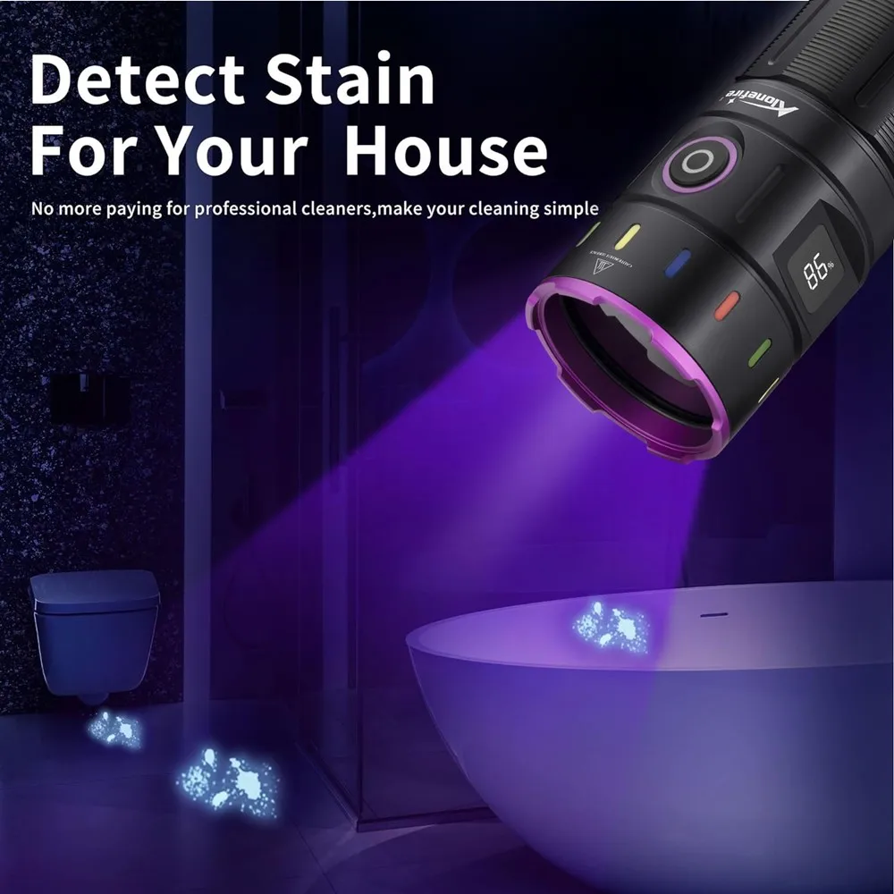 200W 365nm LED UV Flashlight Powerful Blacklight Torch USB Rechargeable for Catdog Tinea Urine Stain Scorpion Money Ultraviolet