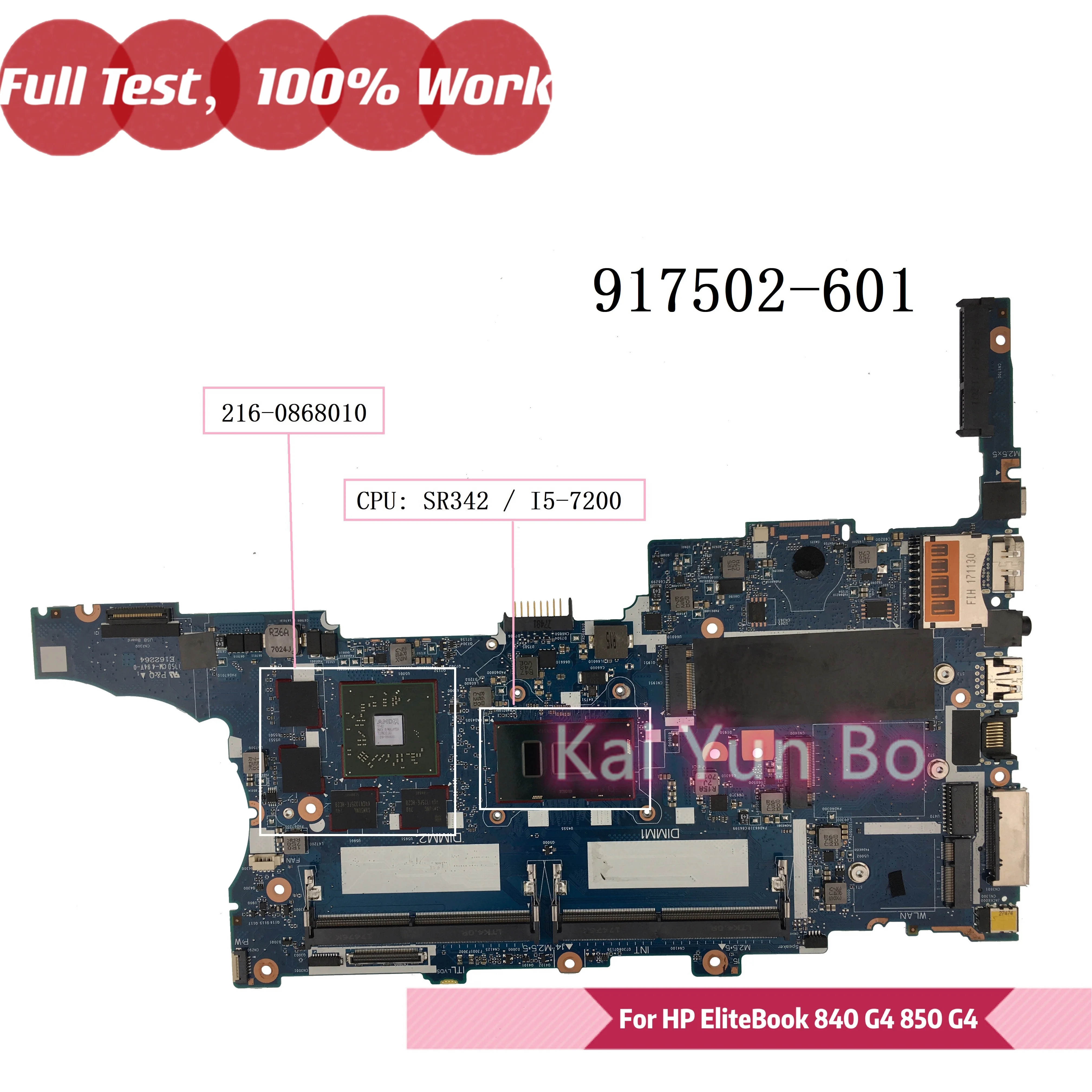 

Материнская плата 6050A2854301 для ноутбука HP EliteBook 850 G4 840 G4, HSN-I02C 917502-601 917502-001 с процессором i5-7200U 216-0868010 GPU
