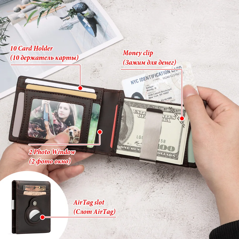 Portafoglio AirTag, Blocco RFID Premium Per Uomo / Portafoglio - Foto 2