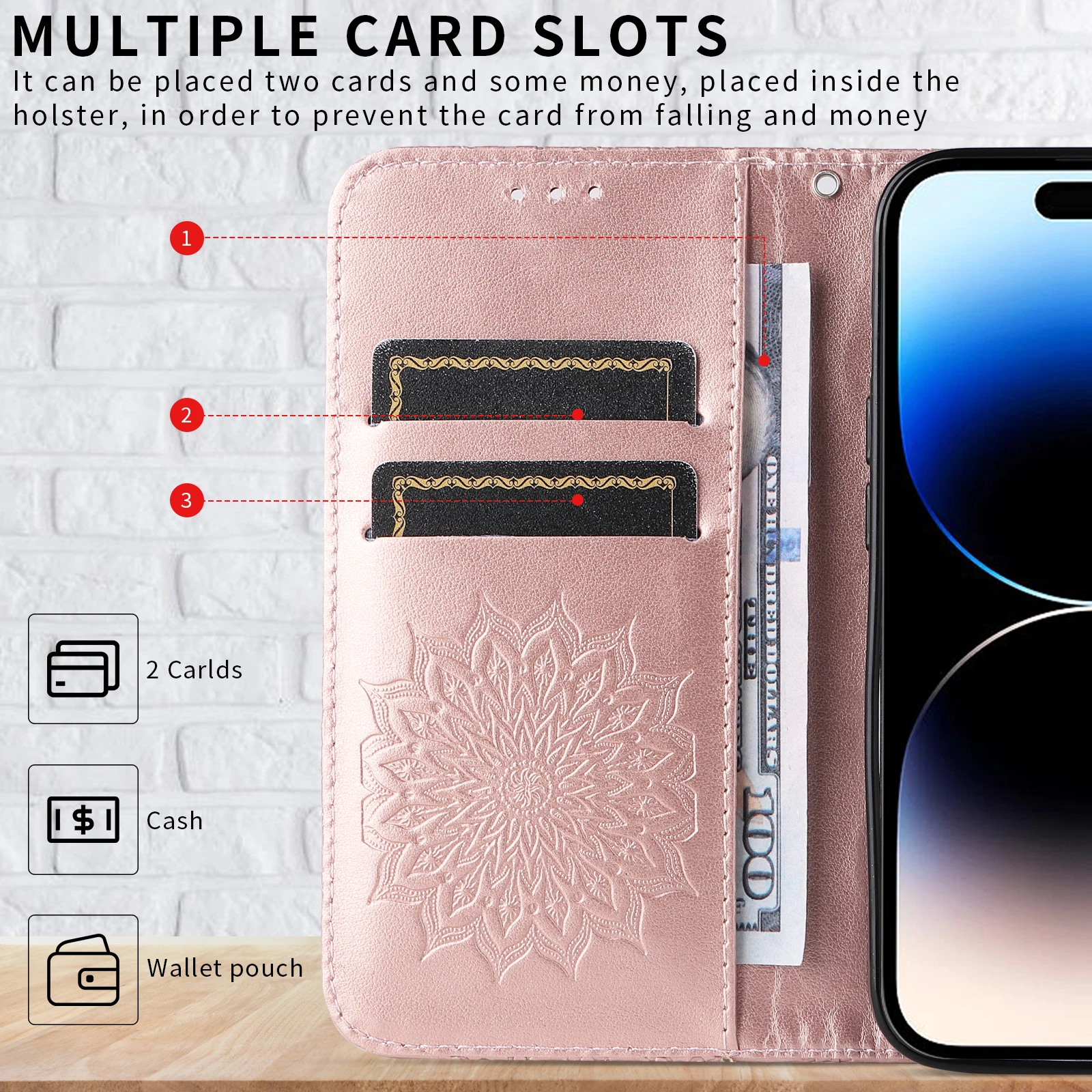 Leather Wallet Case with Kickstand Cover,