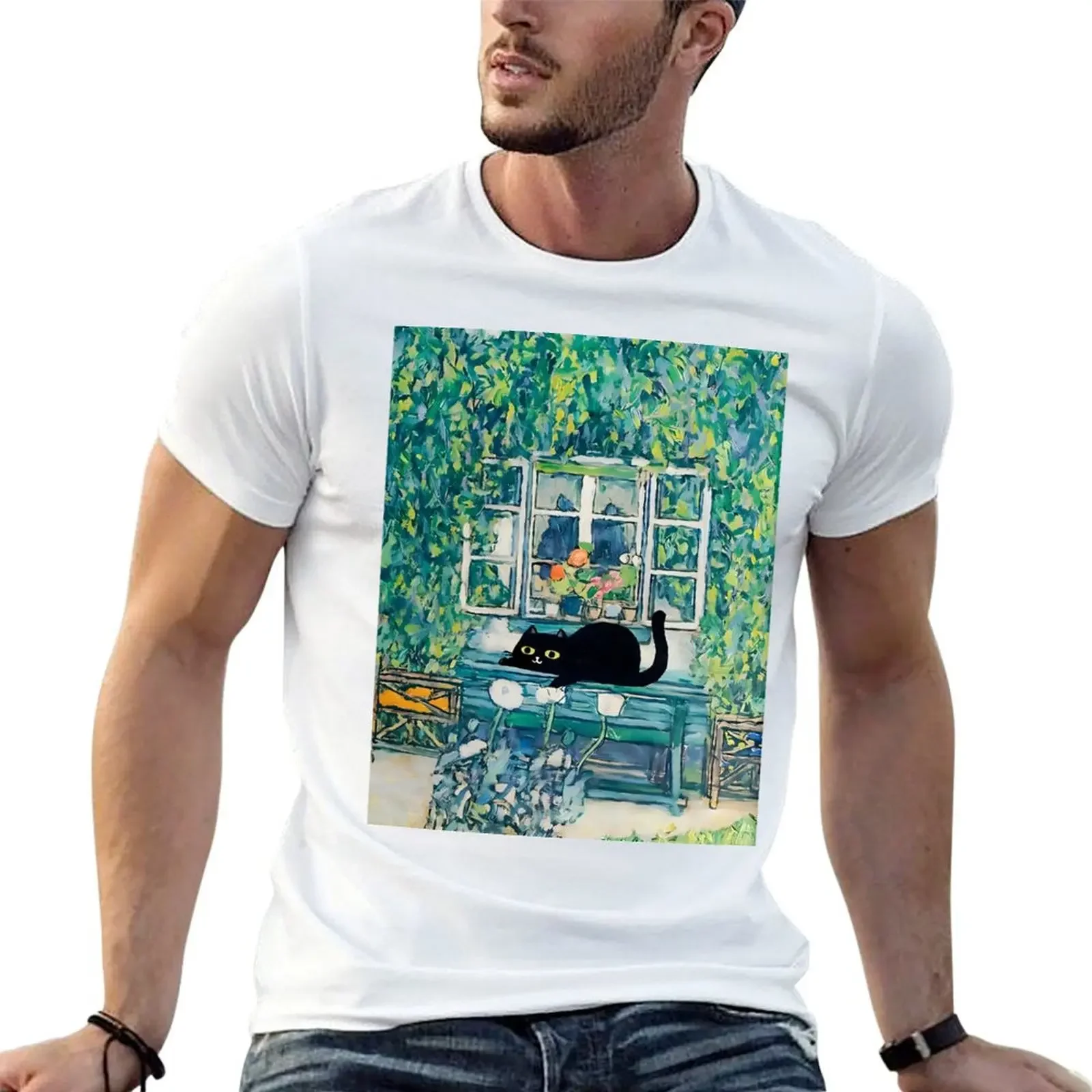 Gustav Klimt Cat Forester House T-Shirt Summer Top Anime Clothes Magliette Per Uomo Pack
