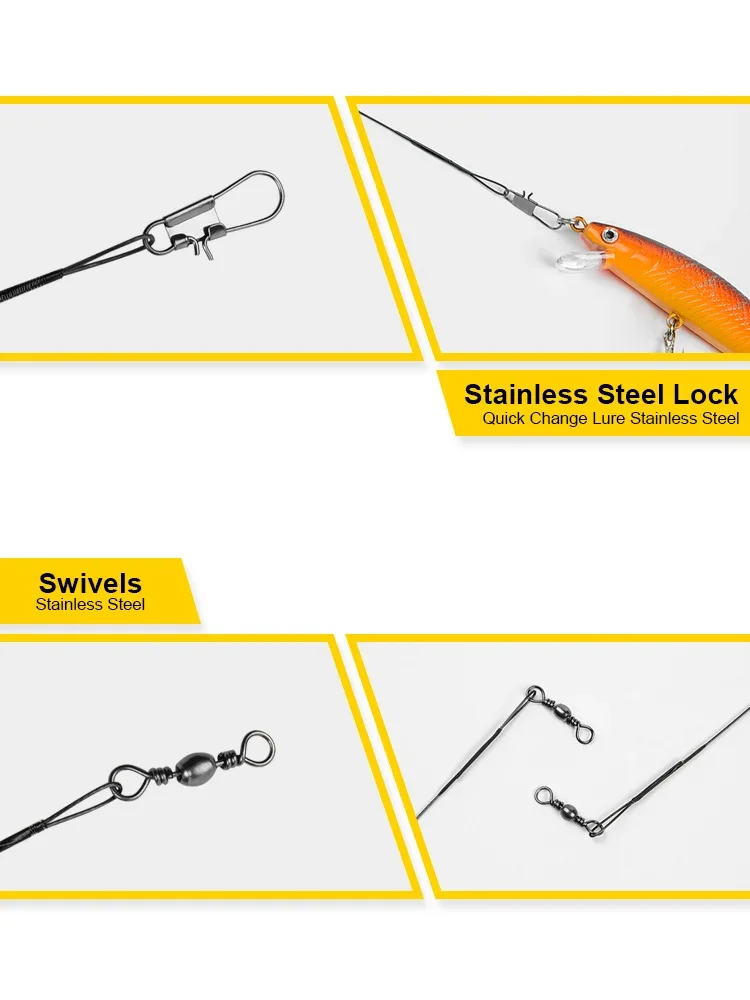 20PC Anti Biss Stahl Angelschnur 15/20/30cm Stahl Draht Vorfach Mit Wirbel Angeln Zubehör Angeln draht Olta Leadcore Leine – Detail 3