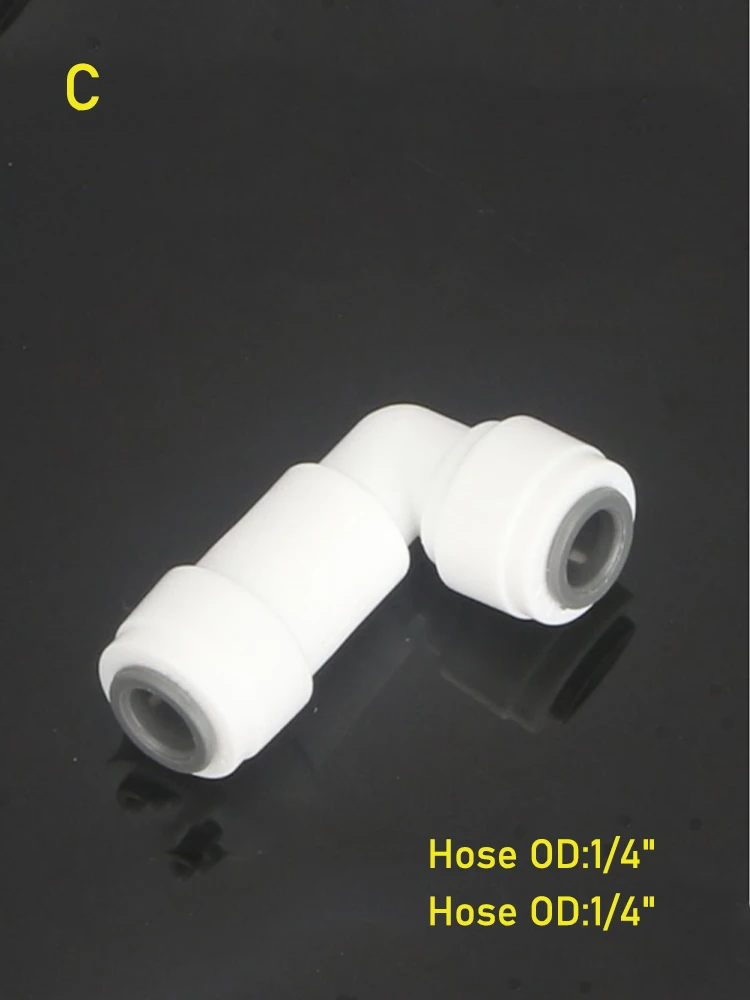 Se88c1bcebb414dd09acc229e2c66cf61l 1/4 "3/8" wąż rurowy RO kolano wodne/równy prosty zawór zwrotny/prosta przegroda odwrócona osmoza akwarium plastikowe szybkozłącze