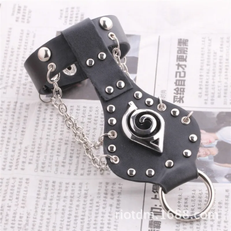 

Naruto Cute Bracelet Cartoon Leather Metal Uchiha Itachi Kakashi Anime Action Figures Accessories Children Toys Christmas Gifts