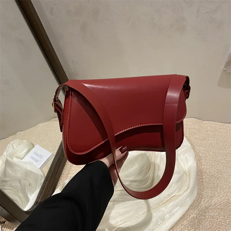 Borsa sotto le ascelle da donna, tinta unita 2025 Borsa a tracolla singola dal nuovo design alla moda, borse quadrate piccole con temperamento - immagine 2