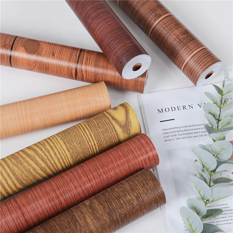 Waterproof PVC Wood Grain Furniture Renovation Wall Sticker Wardrobe Table Home Decoration Self-Adhesive Thickened 3d Wallpaper 10 pcs sponge brush with wooden handle decoration for home holder wallpaper bedroom