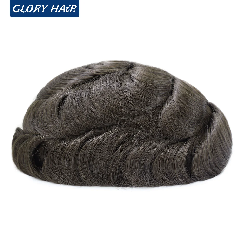 Gloryhair I Skin Men\'s Capillary Prosthesis 0.12-0.14 mm Unique Parts Indian Human Men Topuee Hair Wig Free Shipping Wig Male