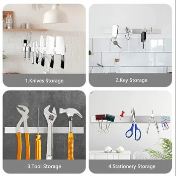 Stainless Steel Knife Stand Strip Organizer Strong Magnetic Knife Holder Wall Mount Kitchen Bar Storage Kitchen Accessories 2