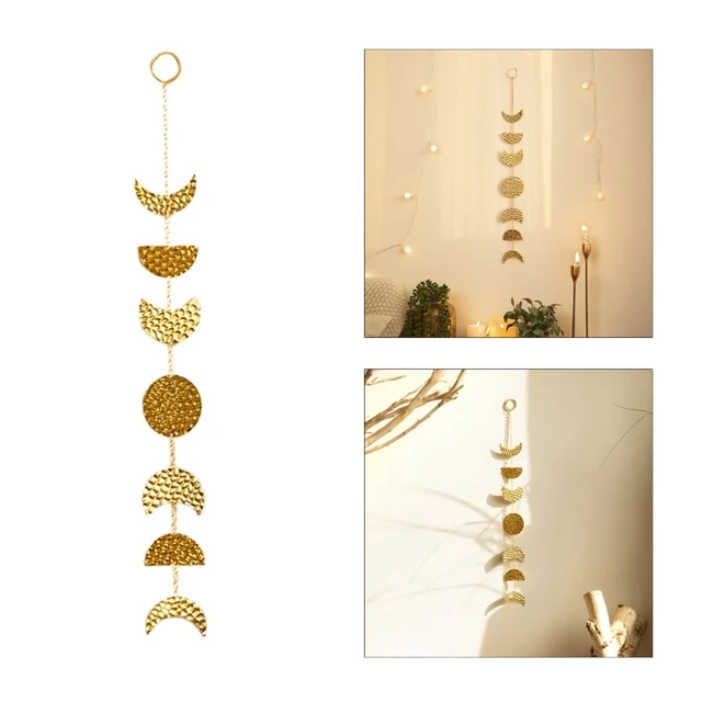 Gold Moon Phases Wall Hanging Boho Metal Moon Garland Wall Art Bohemian  Room Decor Aesthetic Living Room Bedroom Nursery Decor