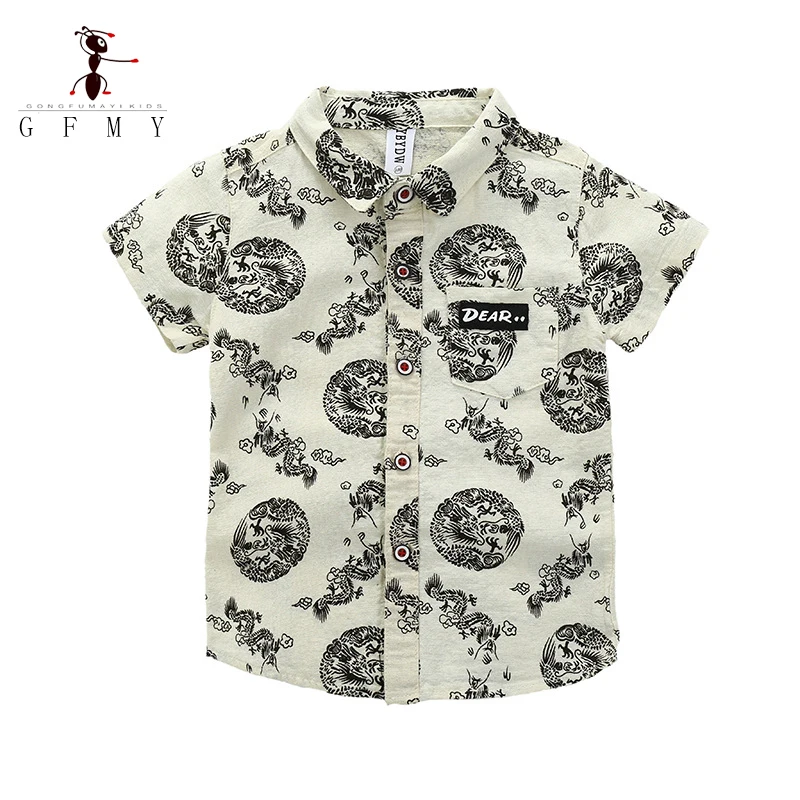 GFMYBoysCasualBeachShirtsSummer2021CottonToddlerBoyBrown