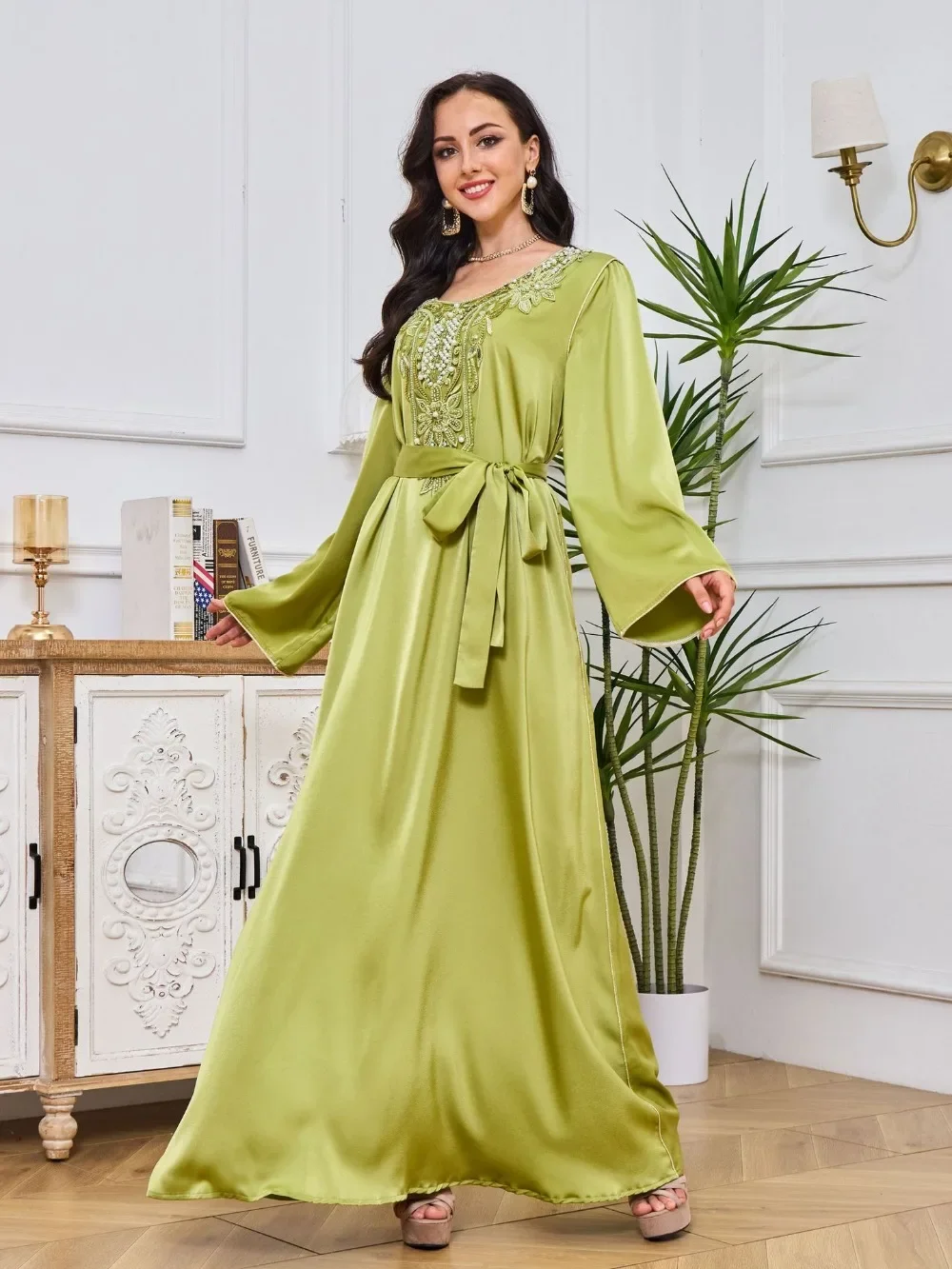 

Abaya Дубай ИД мусульманское длинное платье женские платья для вечеринки турецкие бусины для ногтей халат кафтан Рамадан женские платья Jalabiya пояс Abayas